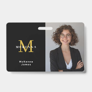 Monogram Securtiy Id Name Tag QR Code Badge