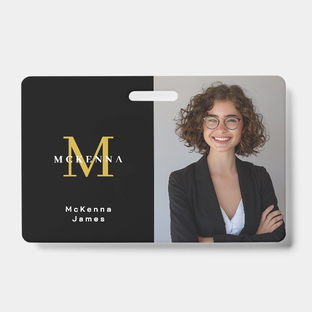 Monogram Securtiy Id Name Tag QR Code Badge (Front)