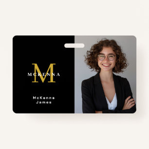Monogram Securtiy Id Name Tag QR Code ID Badge