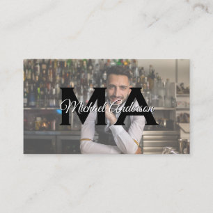 Monogram Serif   Bartender Business Card