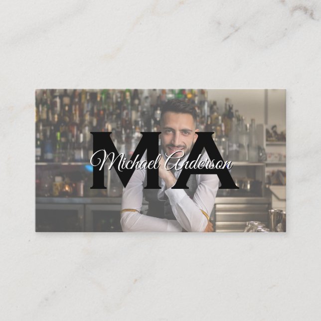 Monogram Serif | Bartender Business Card (Front)