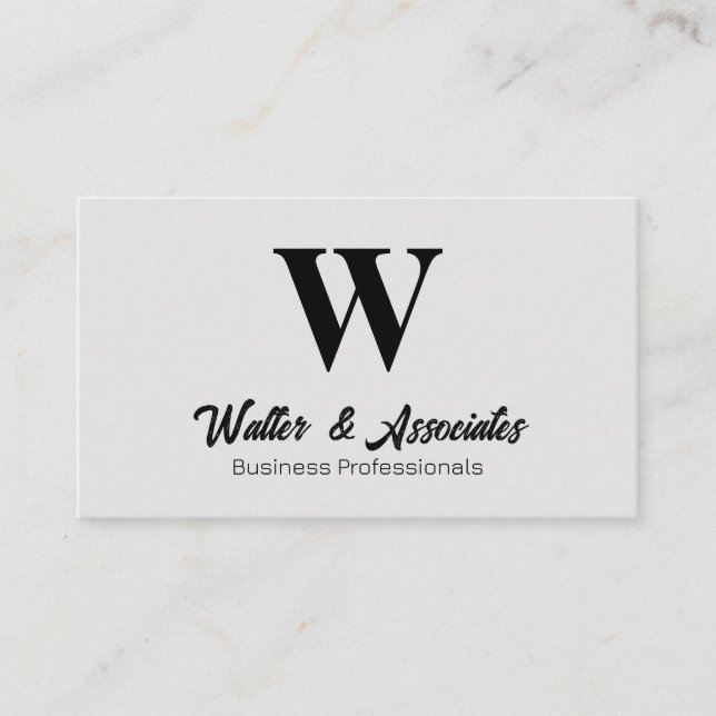 Monogram Serif Logo | Grey Background Business Card (Front)