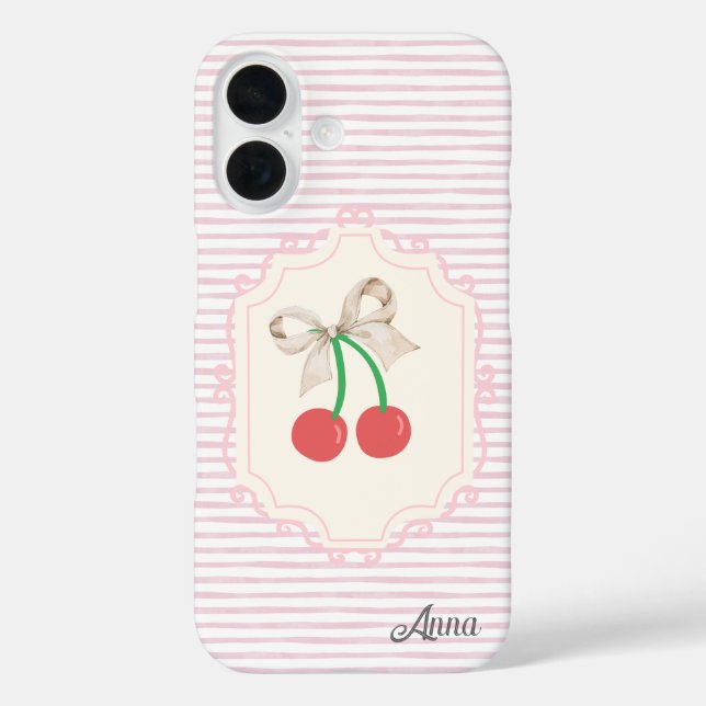Monogram Shabby chic border Sweet pinky cherry Case-Mate iPhone Case (Back)