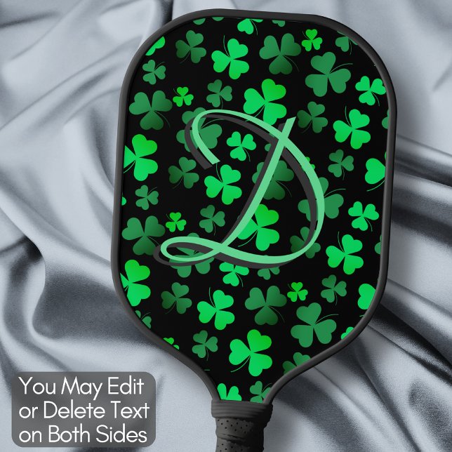 Monogram Shamrock Clover Leaf Irish Ireland Green Pickleball Paddle (Creator Uploaded)
