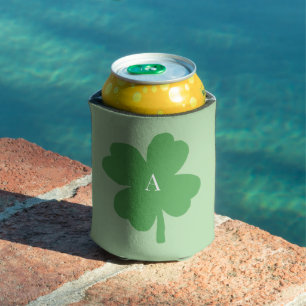 Monogram Shamrock Irish Green Painting Can Cooler