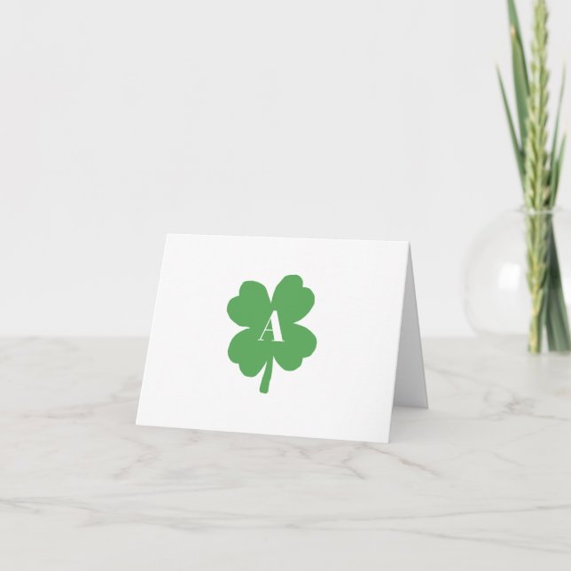 Monogram Shamrock Irish Watercolor Texture Holiday Card (Front)