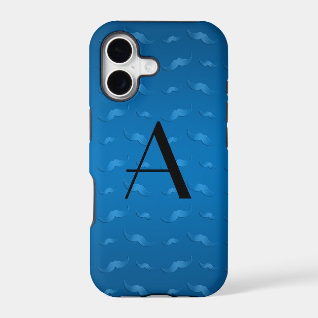 Monogram shiny blue moustache pattern (Back)