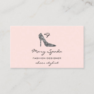 Monogram Shoes Black Glitter Heels Logo Shop QR Business Card