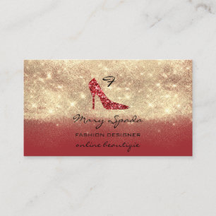 Monogram Shoes RedGold Glitter Heels Logo QR Code  Business Card