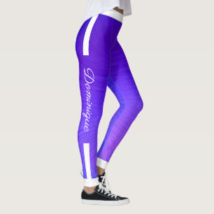 Monogram Side Stripes on Gradient Purple Textured Leggings