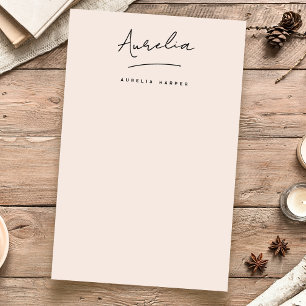 Monogram Signature Blush Pink Simple Personalised Stationery