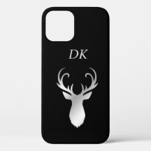 Monogram Silver Antler Deer Silhouette