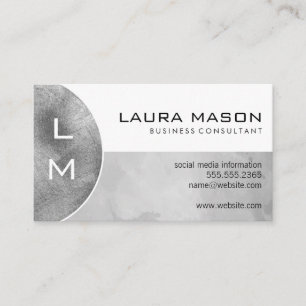 Monogram Silver Brushed Business Card