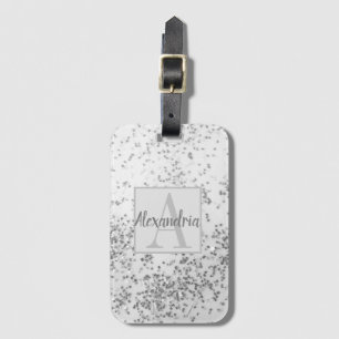 Monogram Silver Confetti Luggage Tag