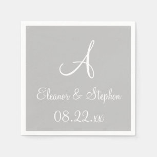 Monogram Silver Cool One Colour Paper Napkins