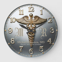 Monogram Silver Doctor Medical Clinic Clock