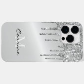Monogram Silver Dripping Glitter Metallic Platinum Case-Mate iPhone Case (Back (Horizontal))