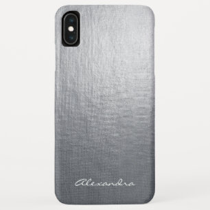Monogram Silver Faux Metal Foil iPhone XS Max Case