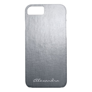 Monogram Silver Faux Metal Foil iPhone 8/7 Case