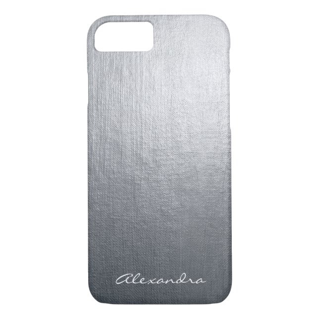 Monogram Silver Faux Metal Foil Case-Mate iPhone Case (Back)