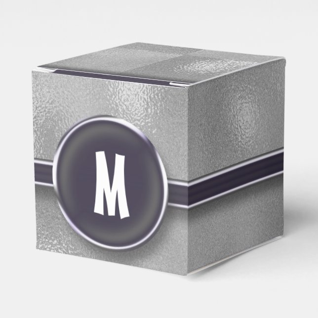 Monogram Silver Foil Favour Box (Front Side)