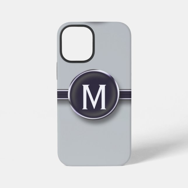 Monogram Silver Foil Typewriter Letter iPhone Case (Back)