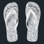 Monogram Silver Glam Glitter Mother of Bride Groom Thongs<br><div class="desc">A fun gift for both the mother of the bride and groom. When her feet are tired at the end of the night,  she'll want these!  Personalise them!</div>