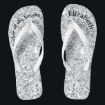 Monogram Silver Glam Glitter Mother of Bride Groom Thongs<br><div class="desc">A fun gift for both the mother of the bride and groom. When her feet are tired at the end of the night, she'll want these! Personalise them!</div>