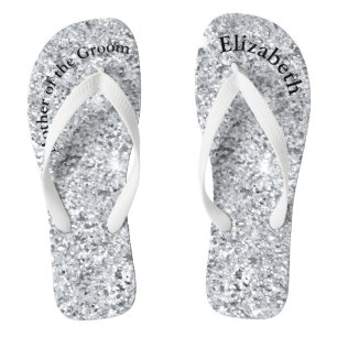 Monogram Silver Glam Glitter Mother of Bride Groom Thongs
