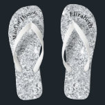 Monogram Silver Glitter Bridesmaid Maid of Honour Thongs<br><div class="desc">A fun gift for your bridesmaids and maid of honour. When her feet are tired at the end of the night,  she'll want these!  Personalise them!</div>