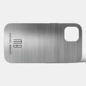 Monogram Silver Grey Brushed Metal Case-Mate iPhone Case (Back (Horizontal))