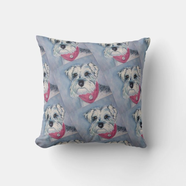 MONOGRAM SILVER GREY SWEET SCHNAUZER CUSHION (Front)