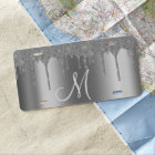 Monogram Silver Metallic Glitter Drips
