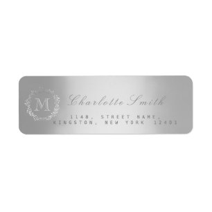 Monogram Silver Return Address Labels