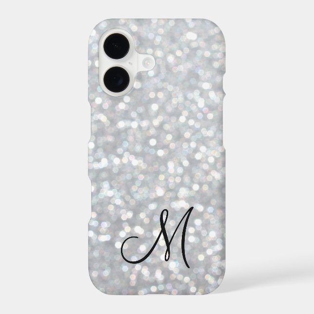 Monogram Silver Sparkle iPhone 7 Plus Case (Back)