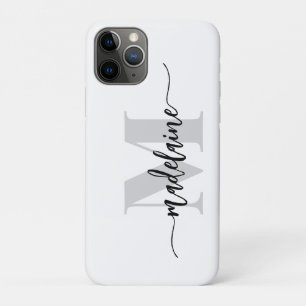 Monogram Silver White Black Personal iPhone 11 Pro Case