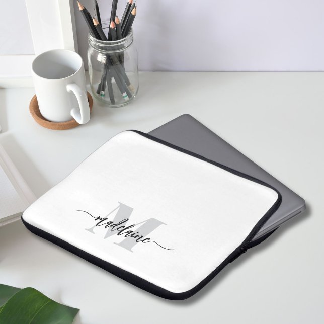 Monogram Silver White Black Personal Laptop Sleeve (Creator Uploaded)