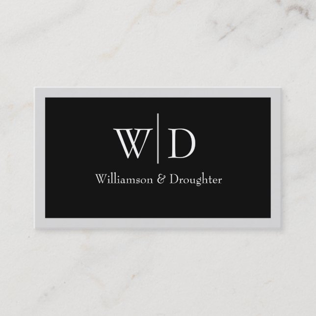 Monogram Simple Black Grey Business Card (Front)