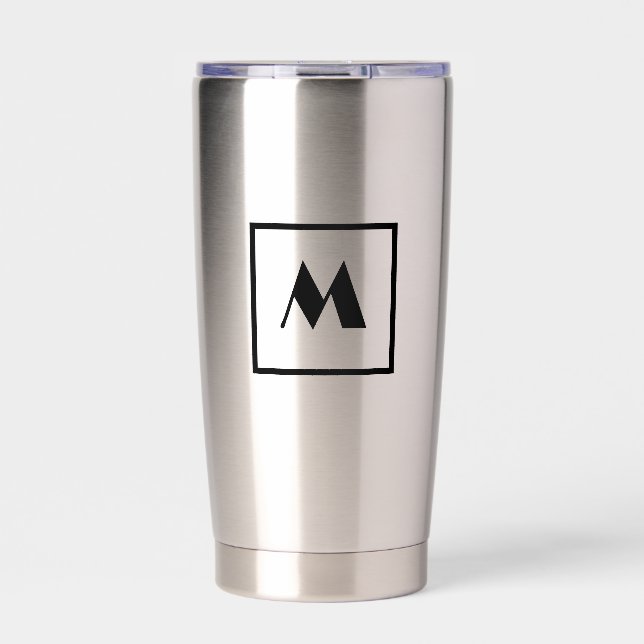 monogram simple black modern insulated tumbler (Front)