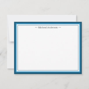 Monogram Simple Blue Border Classic Personalised N Card