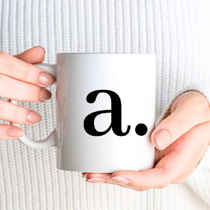 Monogram Simple Elegant Black White Initial Name Coffee Mug