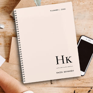 Monogram Simple Elegant Blush Pink Personalised Planner