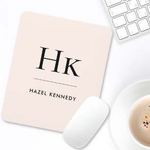 Monogram Simple Elegant Classic Blush Pink Mouse Pad