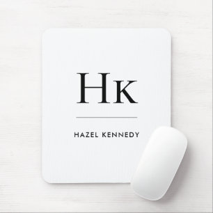 Monogram Simple Elegant Classic White Monogrammed Mouse Pad