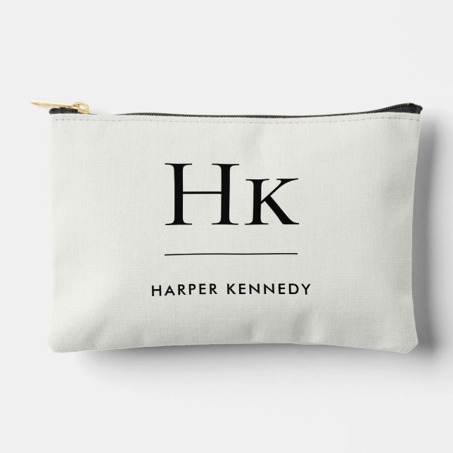 Monogram Simple Elegant Ivory Chic Monogrammed Accessory Pouch (Front)