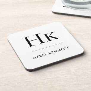 Monogram Simple Elegant Minimal Monogrammed Name Coaster