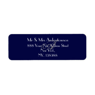 Monogram Simple Elegant Navy Blue Return Address  Label