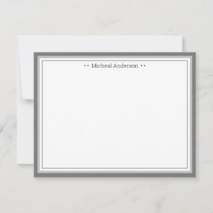 Monogram Simple Grey Border Classic Personalised N Card