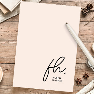 Monogram Simple Modern Blush Pink Personalised Stationery