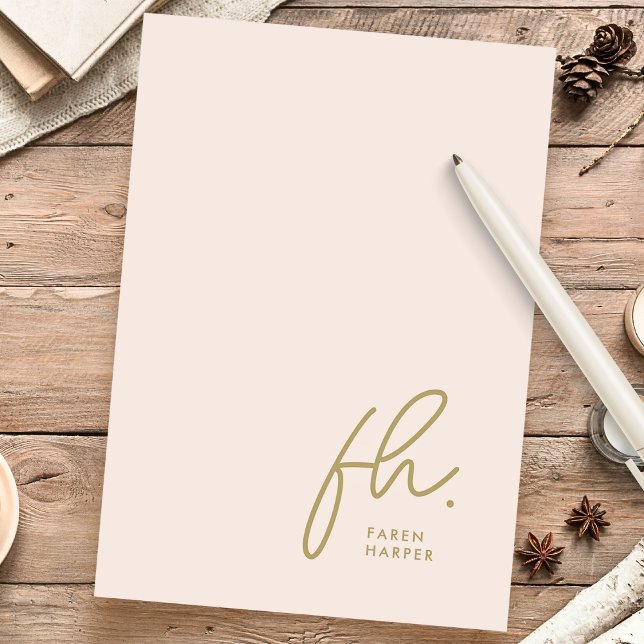 Monogram | Simple Modern Blush Pink Personalised Stationery (Creator Uploaded)